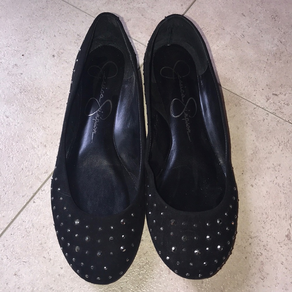Black rhinestone flats